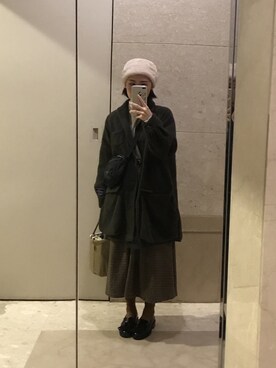 「UNDERCONTROL（アンダーコントロール）のアイテム」を使った、Lin Yunさん（レディース・156cm）の冬コーディネート