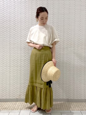 「アパートバイローリーズ」｜「アイテム（帽子）」を使った、まゆてぃんさん（レディース・153cm）の春コーディネート