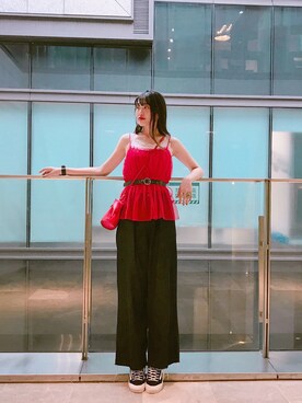「アイテム（バングル/リストバンド）」を使った、杜老倌さん（レディース・172cm・20代）の夏コーディネート