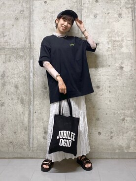 「PBLIM（ページボーイリム）の【PAGEBOYLIM】シアータートルインナー（Tシャツ/カットソー）」を使った、tagochiさん（レディース・159cm）の夏コーディネート