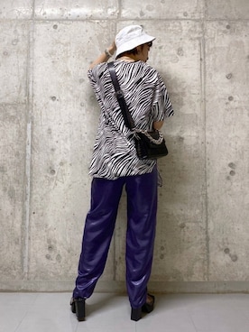 「PBLIM（ページボーイリム）のPAGEBOYLIM/ロゴ刺繍バケットハット2（ハット）」を使った、tagochiさん（レディース・159cm・30代）の夏コーディネート