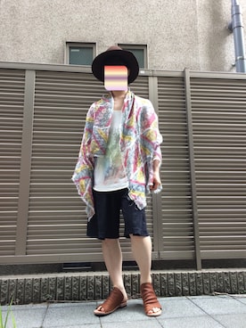「ink（インク）のアイテム（帽子）」を使った、だぁ!だぁ!だぁ!さん（メンズ・170cm）の夏コーディネート