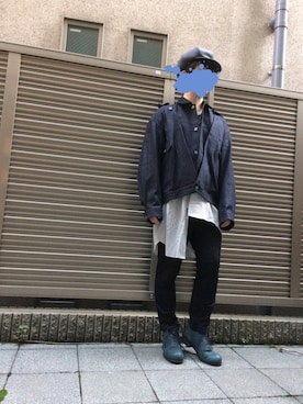 「mitake（ミタケ）のアイテム（帽子）」を使った、だぁ!だぁ!だぁ!さん（メンズ・170cm）の秋コーディネート