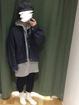 「mitake（ミタケ）のアイテム（帽子）」を使った、だぁ!だぁ!だぁ!さん（メンズ・170cm）の春コーディネート