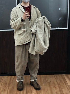「ha | za | ma（ハザマ）のアイテム（ジャケット/アウター）」を使った、だぁ!だぁ!だぁ!さん（メンズ・170cm）の冬コーディネート