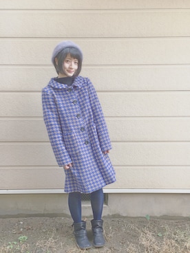 「コクーンコート」｜「アイテム（帽子）」を使った、mimiko＊さん（レディース・154cm）の冬コーディネート