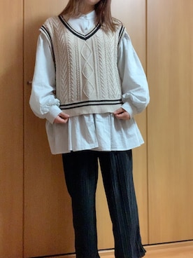 「アプレジュール」｜「アイテム（ベスト）」を使った、彩さん（レディース・162cm）の春コーディネート