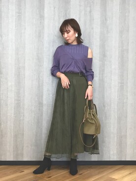 「Andemiu（アンデミュウ）のアイテム（スカート）」を使った、ナツコさん（レディース・162cm）の夏コーディネート