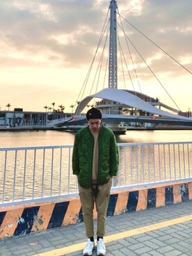 「Carhartt WIP（カーハートダブリューアイピー）のアイテム（ニットキャップ/ビーニー）」を使った、mrhansさん（メンズ・170cm）の冬コーディネート