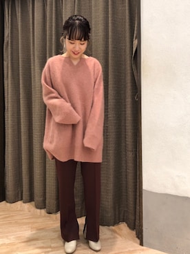 「CAPRICIEUX LE'MAGE（カプリシューレマージュ）の〈新色追加〉ラクーンウール畦チュニック（ニット/セーター）」を使った、yuppy_lemage🍊さん（レディース・158cm）の秋コーディネート