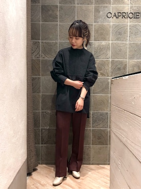「CAPRICIEUX LE'MAGE（カプリシューレマージュ）のピンタックカットパンツ（その他パンツ）」を使った、yuppy_lemage🍊さん（レディース・159cm）の秋コーディネート