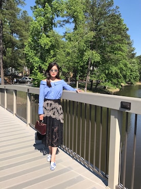 「アイテム（スリッポン、ブルー系）」を使った、Jasmine777さん（レディース・165cm）の春コーディネート