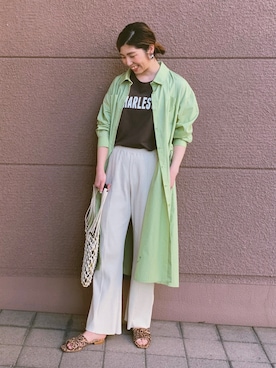 「ピスタチオ」｜「アイテム（シャツワンピース）」を使った、riho623さん（レディース・164cm）の春コーディネート