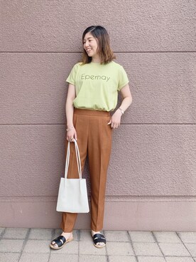 「ミニトート」｜「アイテム（サンダル）」を使った、riho623さん（レディース・164cm）の夏コーディネート