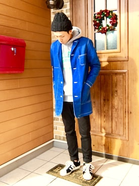 「UNIQLO（ユニクロ）のWOMEN ウルトラストレッチジーンズ（デニムパンツ）」を使った、ishoneさん（メンズ・169cm）の冬コーディネート