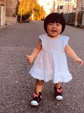 「GAP（ギャップ）のアイテム（ワンピース/ドレス、ホワイト系）」を使った、ゆうなpanさん（キッズ・90cm）の秋コーディネート