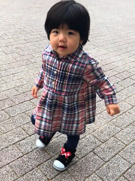 「POLO RALPH LAUREN（ポロ ラルフ ローレン）のアイテム（シャツ/ブラウス、ピンク系）」を使った、ゆうなpanさん（キッズ・90cm）の秋コーディネート