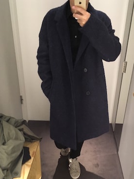 「COS（コス）のアイテム（チェスターコート）」を使った、きつね顔さん（メンズ・173cm）の冬コーディネート