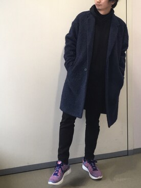 「COS（コス）のアイテム（チェスターコート）」を使った、きつね顔さん（メンズ・173cm）の冬コーディネート