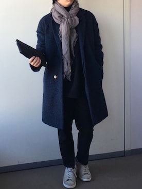 「COS（コス）のアイテム（チェスターコート）」を使った、きつね顔さん（メンズ・173cm）の冬コーディネート