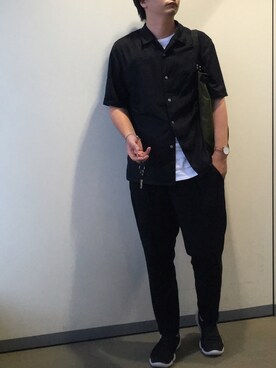 「ロング丈」｜「アイテム（財布/小物）」を使った、きつね顔さん（メンズ・173cm）の夏コーディネート