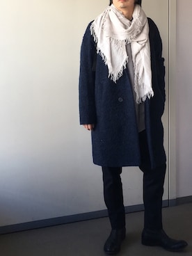 「COS（コス）のアイテム（チェスターコート）」を使った、きつね顔さん（メンズ・173cm）の冬コーディネート
