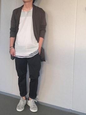 「肌ウーノ」｜「アイテム（その他アウター）」を使った、きつね顔さん（メンズ・173cm）の春コーディネート