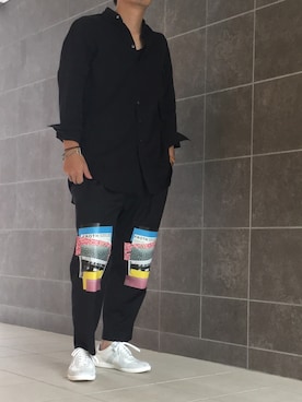 「DISCOVERED（ディスカバード）のアイテム（スラックス）」を使った、きつね顔さん（メンズ・173cm）の夏コーディネート