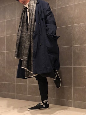「markaware（マーカウェア）のアイテム（トレンチコート）」を使った、きつね顔さん（メンズ・173cm）の秋コーディネート