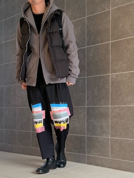 「STUDIOUS（ステュディオス）のアイテム（ダウンベスト）」を使った、きつね顔さん（メンズ・173cm）の冬コーディネート