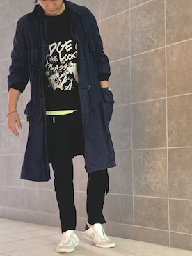 「markaware（マーカウェア）のアイテム（トレンチコート）」を使った、きつね顔さん（メンズ・173cm）の春コーディネート