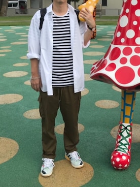 「Scye（サイ）のアイテム（Tシャツ/カットソー）」を使った、きつね顔さん（メンズ・173cm）の夏コーディネート