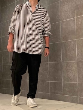 「オーバーサイズシャツ」｜「アイテム（財布/小物）」を使った、きつね顔さん（メンズ・173cm）の夏コーディネート