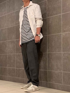 「Scye（サイ）のアイテム（Tシャツ/カットソー）」を使った、きつね顔さん（メンズ・173cm）の秋コーディネート