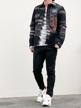 「kolor（カラー）のアイテム（ブルゾン）」を使った、きつね顔さん（メンズ・173cm）の秋コーディネート