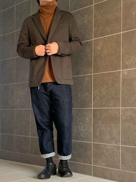 「ガンクラブチェック」｜「アイテム（その他アウター）」を使った、きつね顔さん（メンズ・173cm）の冬コーディネート