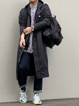 「ATTACHMENT（アタッチメント）のアイテム（ナイロンジャケット）」を使った、きつね顔さん（メンズ・173cm）の冬コーディネート