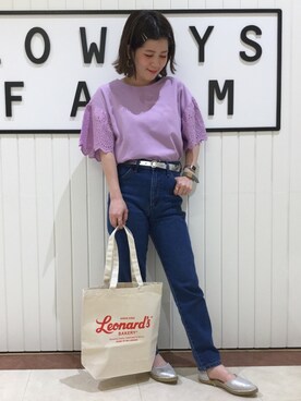 「Wrangler」｜「アイテム（アナログ腕時計）」を使った、LOWRYSFARM ゆめタウン出雲さん（レディース・155cm）の春コーディネート