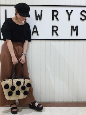 「LOWRYS FARM（ローリーズファーム）のアイテム（かごバッグ）」を使った、LOWRYSFARM ゆめタウン出雲さん（レディース・158cm）の春コーディネート