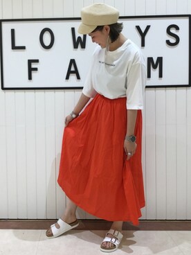 「KOMONO.（コモノ）のアイテム（アナログ腕時計）」を使った、LOWRYSFARM ゆめタウン出雲さん（レディース・158cm）の夏コーディネート