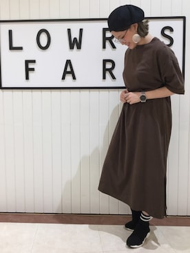 「ソックススニーカー」｜「アイテム（ハンチング/ベレー帽）」を使った、LOWRYSFARM ゆめタウン出雲さん（レディース・158cm）の夏コーディネート