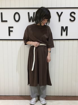 「ロングワンピース」｜「アイテム（ベルト）」を使った、LOWRYSFARM ゆめタウン出雲さん（レディース・155cm）の夏コーディネート
