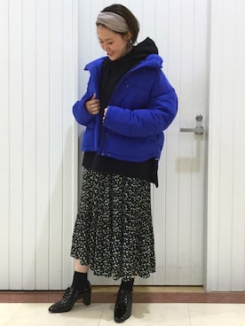 「LOWRYS FARM（ローリーズファーム）のアイテム（ダウンジャケット/コート）」を使った、LOWRYSFARM ゆめタウン出雲さん（レディース・158cm）の秋コーディネート