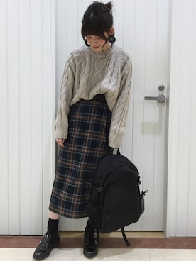 「アイテム（ドレスシューズ、グレー系）」を使った、LOWRYSFARM ゆめタウン出雲さん（レディース・155cm）の冬コーディネート