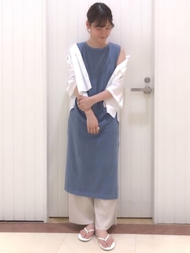 「LOWRYS FARM（ローリーズファーム）のショートＣＰＯシャツ　841006（シャツ/ブラウス）」を使った、LOWRYSFARM ゆめタウン出雲さん（レディース・158cm）の夏コーディネート