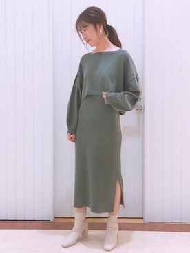 「LOWRYS FARM（ローリーズファーム）のストレッチヒールブーツ　851418（ブーツ）」を使った、LOWRYSFARM ゆめタウン出雲さん（レディース・165cm）の秋コーディネート