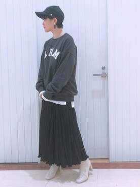 「LOWRYS FARM（ローリーズファーム）のストレッチヒールブーツ　851418（ブーツ）」を使った、LOWRYSFARM ゆめタウン出雲さん（レディース・158cm）の秋コーディネート