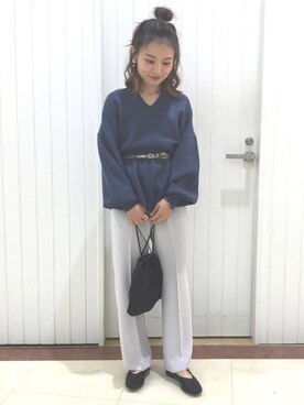 「ブルーニット」｜「アイテム（その他シューズ）」を使った、LOWRYSFARM ゆめタウン出雲さん（レディース・154cm）の秋コーディネート