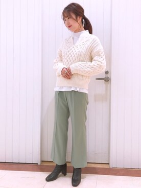 「LOWRYS FARM（ローリーズファーム）のストレッチヒールブーツ　851418（ブーツ）」を使った、LOWRYSFARM ゆめタウン出雲さん（レディース・165cm）の秋コーディネート