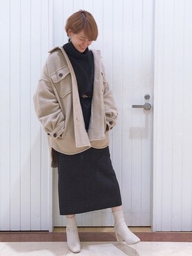 「大人シンプル」｜「アイテム（その他アウター）」を使った、LOWRYSFARM ゆめタウン出雲さん（レディース・158cm）の秋コーディネート